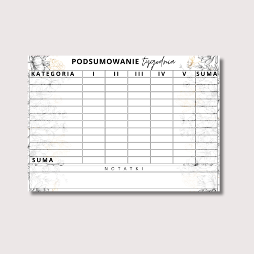 KARTA PODSUMOWANIA TYGODNIA CZARNO ZŁOTE KWIATY.png